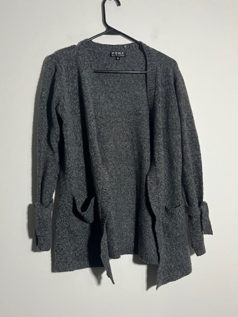 Poof New York Gray Open Front Cardigan Size Small